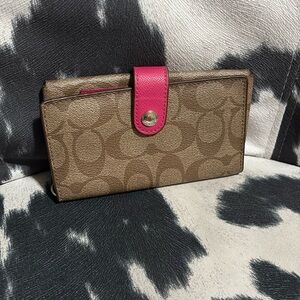 Coach Tan and Pink Signature Wallet